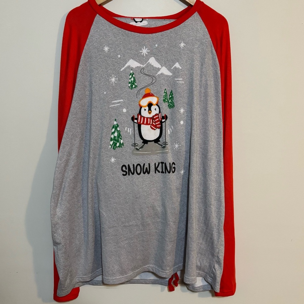 Christmas Cuddl Duds Snow King Penguin Long Sleeve Holiday PJ Set | Mens Sz 2XLT